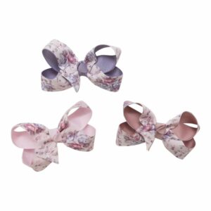 AMALIE - 8 cm. Blomsterprintet Sløjfe - Grosgrain