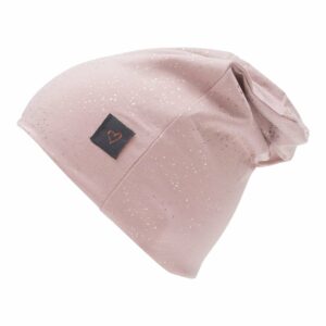 Støvet Rosa beanie hue til børn med glimmerprint