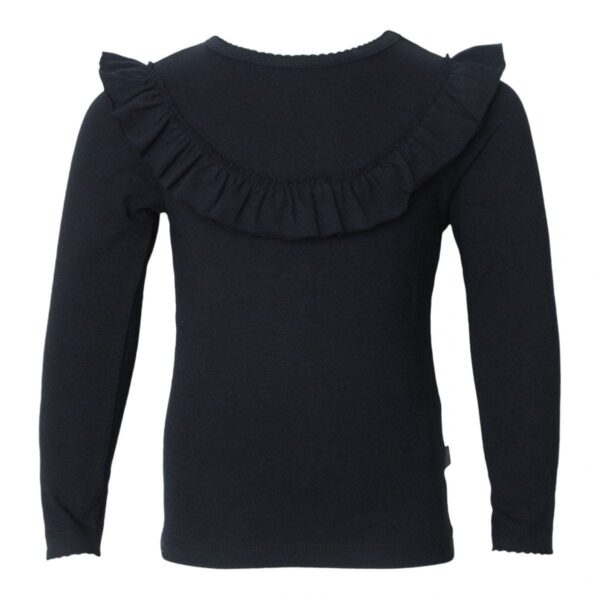 Sort langærmet Celine bluse med flæsekant