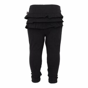 ABIGAIL - Sorte leggings m/flæsenumse