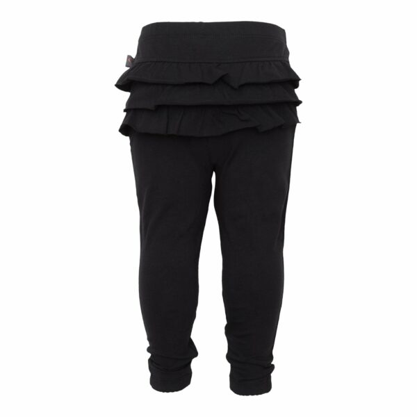 ABIGAIL - Sorte leggings m/flæsenumse
