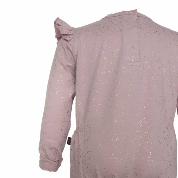 DR Bodysuit back 1 | Støvet rosa heldragt med glimmerprint og vinger