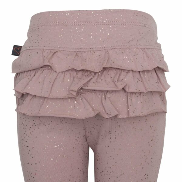 ABIGAIL - Støvede Rosa Glitter leggings m/flæsenumse - Image 2