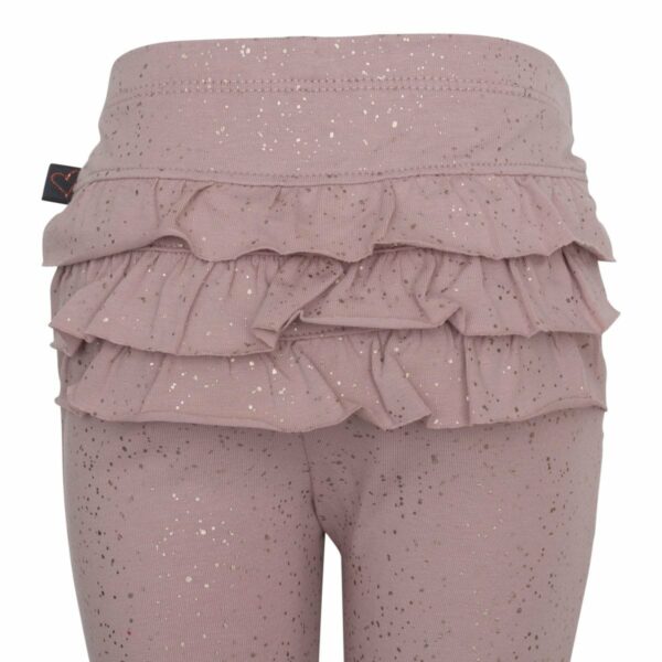 DR glitter frill leggings back 1 | ABIGAIL - Støvede Rosa Glitter leggings m/flæsenumse