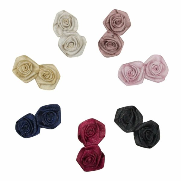 ERIKA - 5 cm. Dobbelt Rose - Glitter Satin