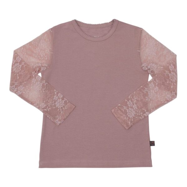 Girls Bloues lace sleves Dusty Rose | MAJA - Støvet Rosa Bluse m/blonde ærmer