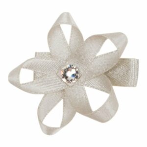 INGRID - 4 cm. Blomst m/sten - Glitter Satin - Cream Glitter