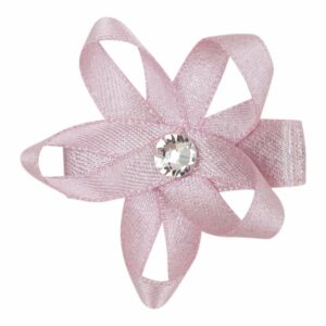 INGRID - 4 cm. Blomst m/sten - Glitter Satin - Pearl Pink Glitter