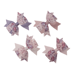 AGNES -  8 cm. Flad Blomsterprintet Sløjfe - Grosgrain