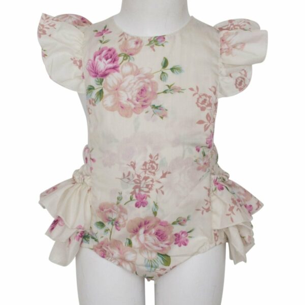 Romper frill flower front | Blomstret Sidney romper med flæser - MEGET SMÅ I STØRRELSEN