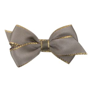 EMILY - 8 cm. Sløjfe - Silke Satin/Guld Kant - Army Grøn/Guld