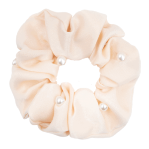 Satin Antique hvid Scrunchie med perler