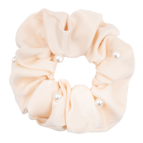 Satin Antique hvid Scrunchie med perler
