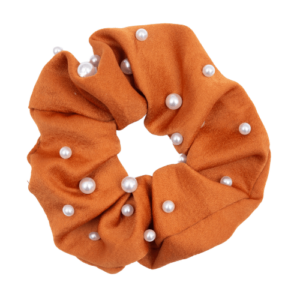 Satin kobber Scrunchie med perler