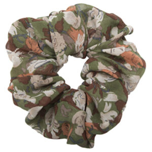 Armygrøn blomstret scrunchie chiffon