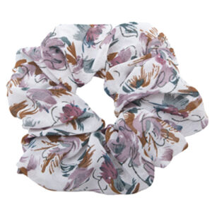 Hvid blomstret scrunchie chiffon
