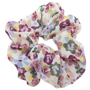 Råhvid blomstret scrunchie chiffon