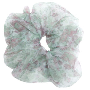 Stor blomstret scrunchie i lysegrøn