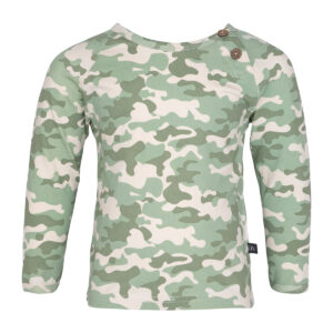 Noah bluse med albue lapper i green camou print