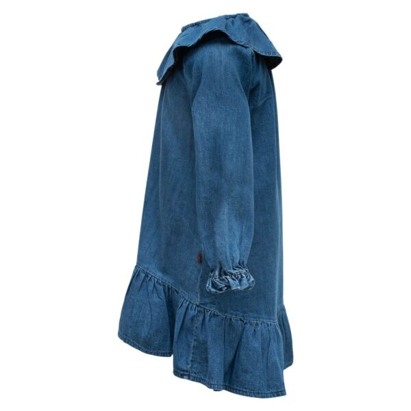Cleo Side | Blue denim Cloe kjole med flæsekrave