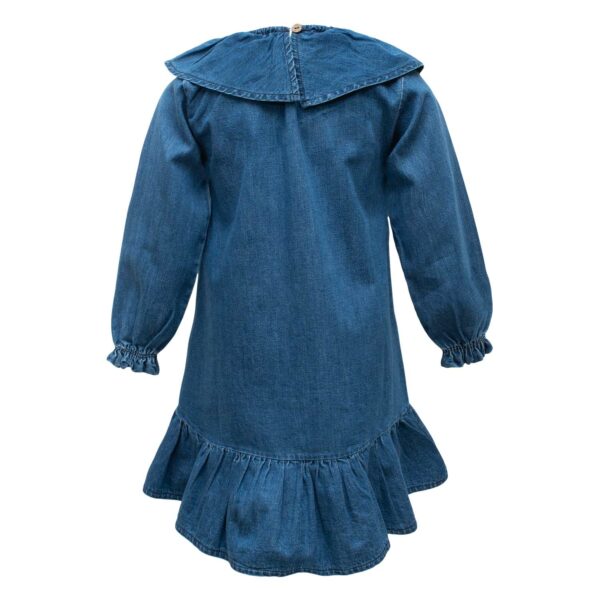 Cleo back | Blue denim Cloe kjole med flæsekrave