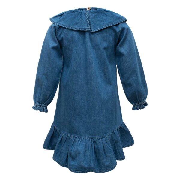 Cleo back | AW21 Blue denim Cloe kjole med flæsekrave
