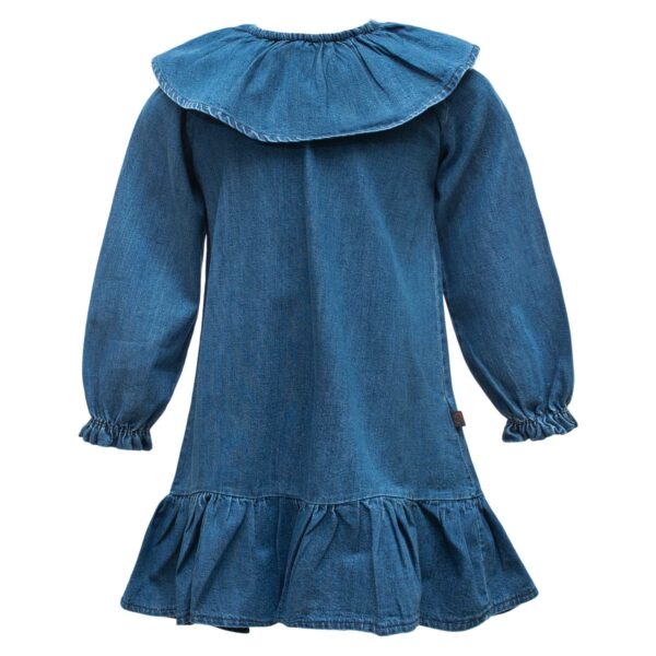 Cleo front | AW21 Blue denim Cloe kjole med flæsekrave