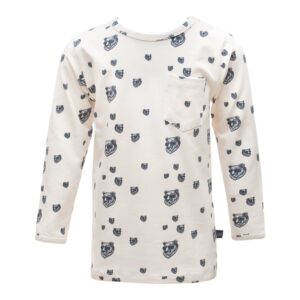 Grey bear printet Hardy bluse med albuelapper