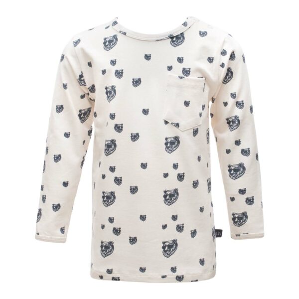 Grey bear printet Hardy bluse med albuelapper