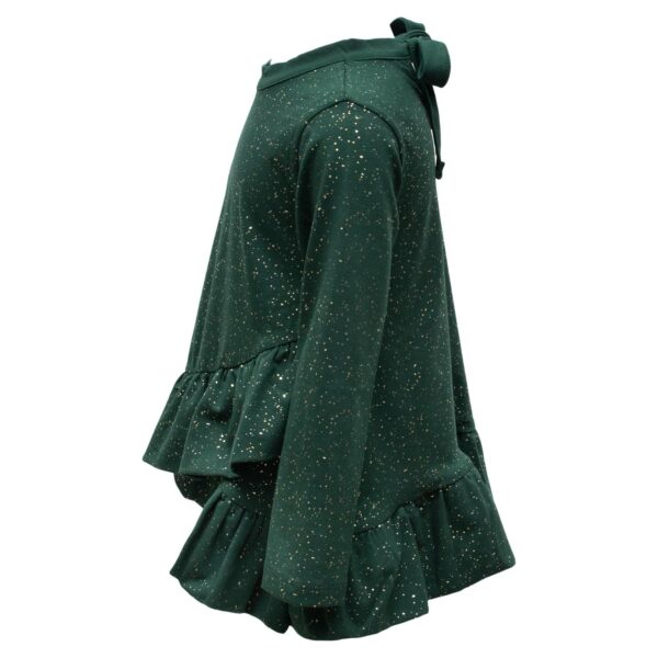Nana Opal Green side | AW21 Opal green / glitter Nana bluse med sløjfe