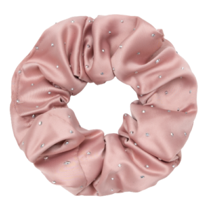 Melia - Rosa Satin Scrunchie med små sten