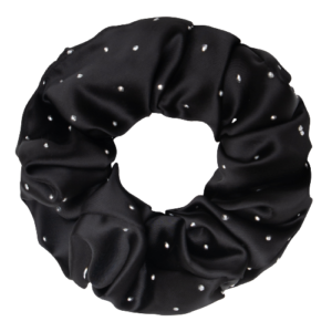 Melia - Sort Satin Scrunchie med små sten