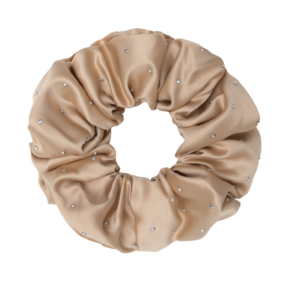 Melia - Beige Satin Scrunchie med små sten