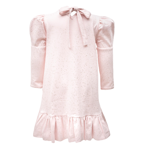 Pearl Pink / Glitter Nadia kjole med flæse og sløjfe