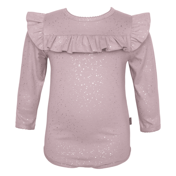 Antique Rose / glitter Amelia body med flæse