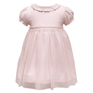 Pearl Pink Glitter Grace kortærmet bodykjole med tyl