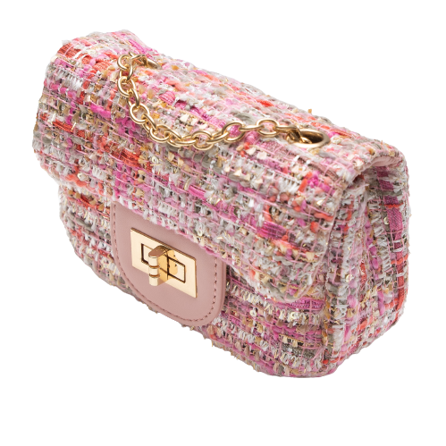 Taske pink | NAOMI - Pink Mini boucle taske med kæde